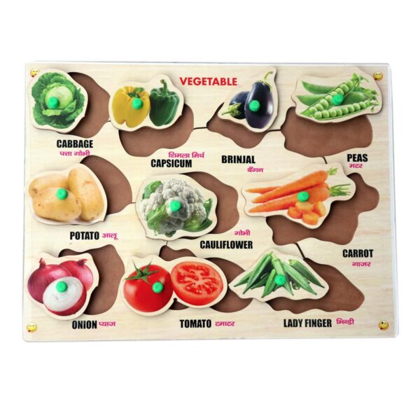 Vegetable Wooden Educational Learning Study Board Puzzle